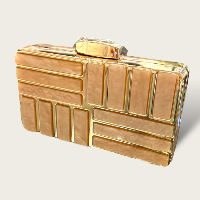 Marble Acrylic Gold Clutch